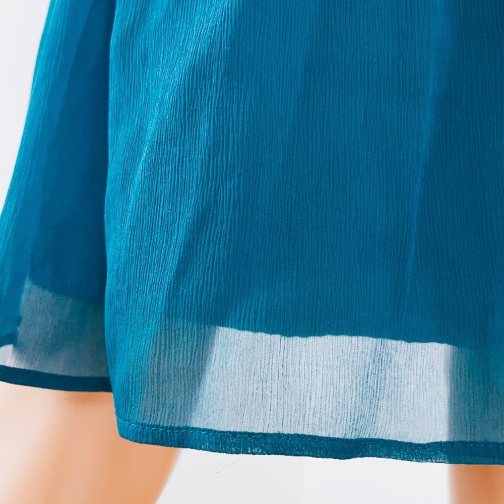 J.Crew Dark Teal Blue Silk Fit and Flare Dress - Picture 5 of 9